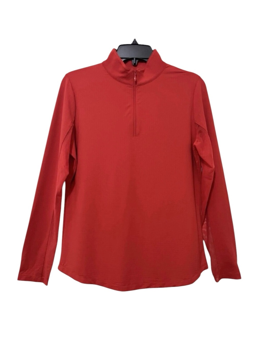 IBKUL IceFil Solid Red Long Sleeve 1/4 Zip Mock Neck Shirt UPF Cooling Golf MED